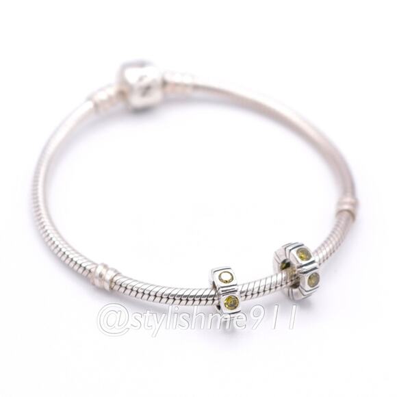 Two Authentic Pandora Trinity Green CZ Spacers - 790368GCZ - Picture 5 of 12